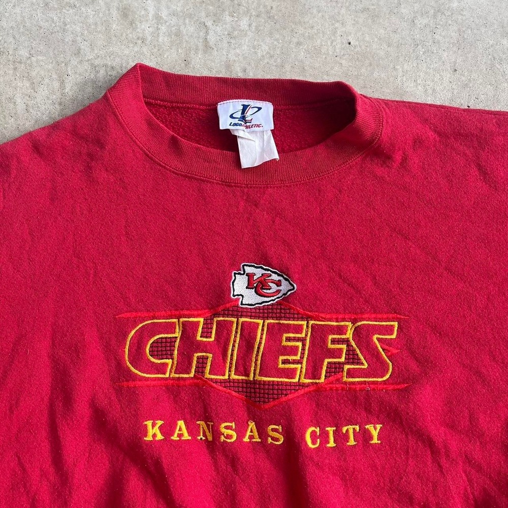 1990s Logo Athletic Kansas City Chiefs Embroidered Pullover Sweater size XL